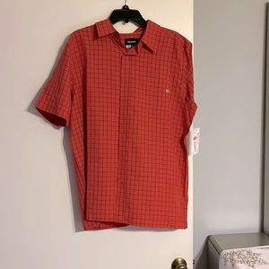 Perfect Mens casual short sleeve shirt. Orange stripe great for the season!